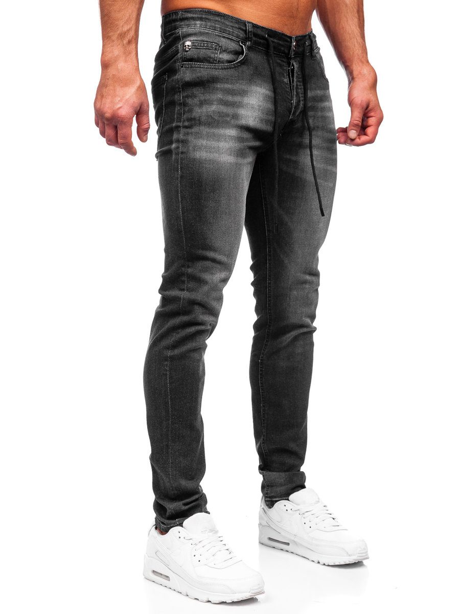 Pantaloni in jeans regular fit da uomo neri Bolf R914