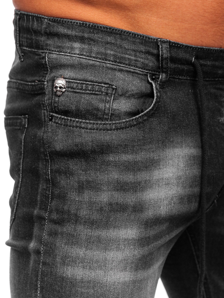 Pantaloni in jeans regular fit da uomo neri Bolf R914