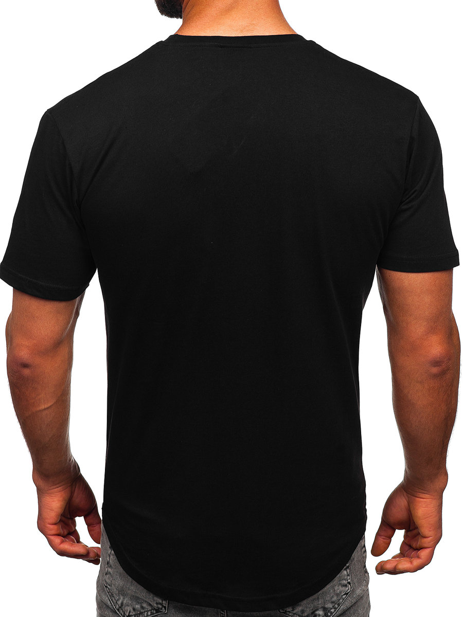 T-shirt senza stampa da uomo nera Bolf 14291 NERO