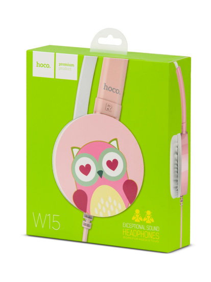 Auricolari con filo con microfono per bambini rosa W15