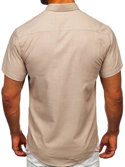 Camicia a manica corta da uomo beige Bolf 20501