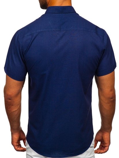 Camicia a manica corta da uomo blu Bolf 20501