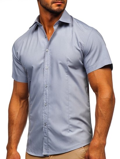 Camicia a manica corta da uomo celeste Bolf 17501