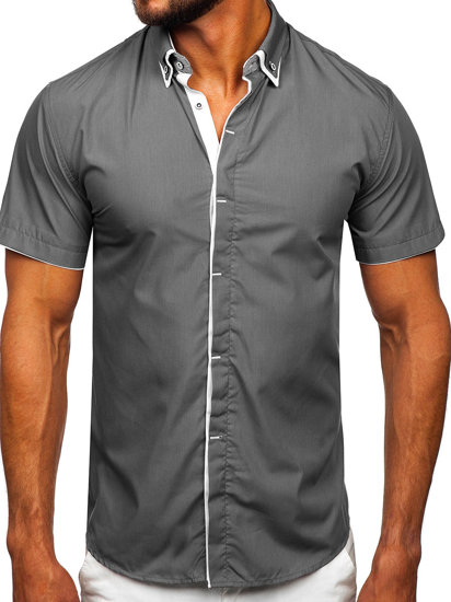 Camicia a manica corta da uomo grafite Bolf 19602