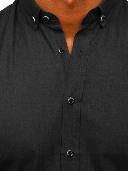 Camicia a manica corta da uomo nera Bolf 20501