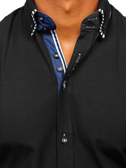 Camicia a manica corta da uomo nera Bolf 2911-1