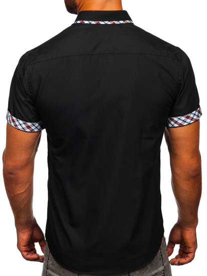 Camicia a manica corta da uomo nera Bolf 6540