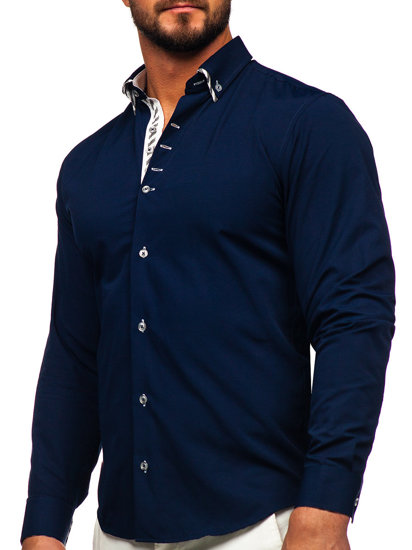 Camicia a manica lunga blu Bolf 3762