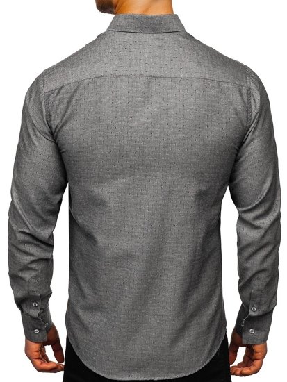 Camicia a manica lunga con motivi da uomo grafite Bolf 8843