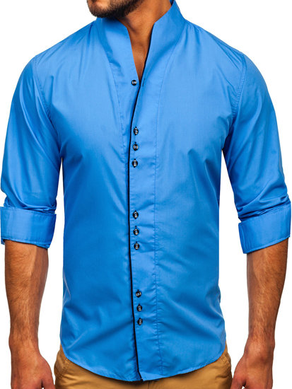 Camicia a manica lunga da uomo azzurra Bolf 5720