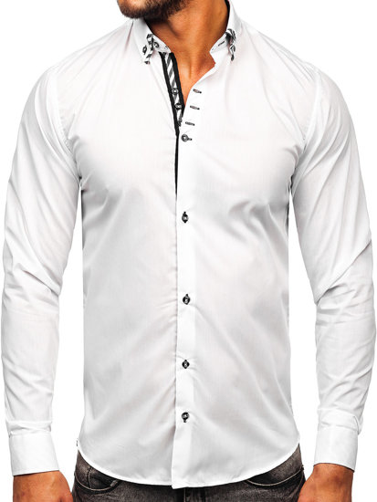 Camicia a manica lunga da uomo bianca Bolf 3762