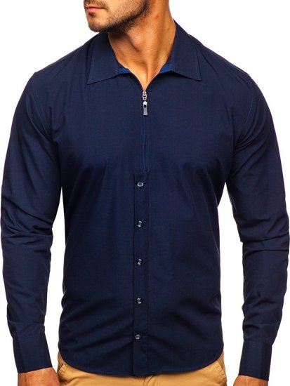 Camicia a manica lunga da uomo blu Bolf 20702