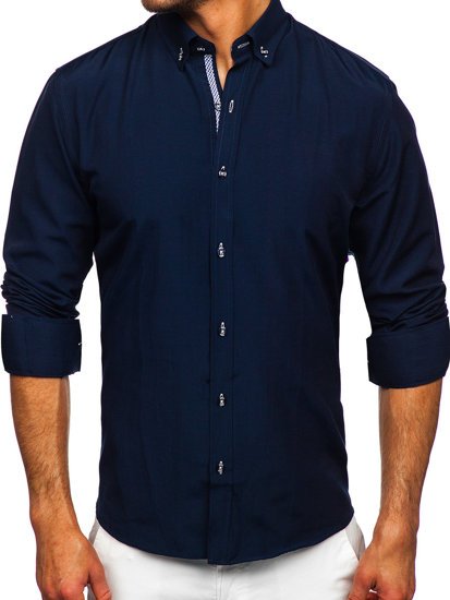 Camicia a manica lunga da uomo blu Bolf 20717