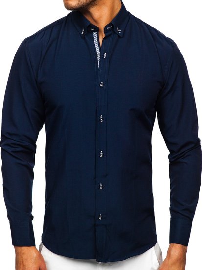 Camicia a manica lunga da uomo blu Bolf 20717