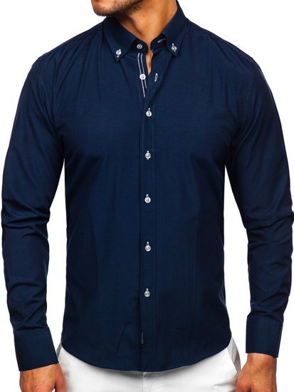 Camicia a manica lunga da uomo blu Bolf 20720