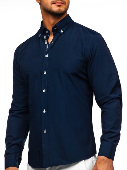 Camicia a manica lunga da uomo blu Bolf 20720