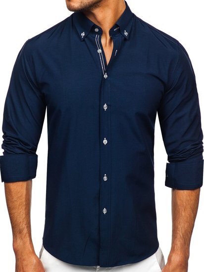 Camicia a manica lunga da uomo blu Bolf 20720