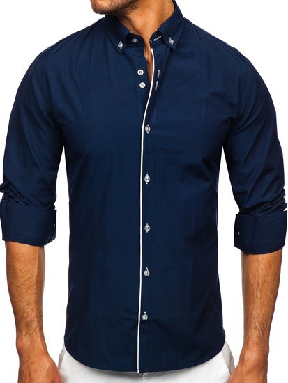 Camicia a manica lunga da uomo blu Bolf 20721