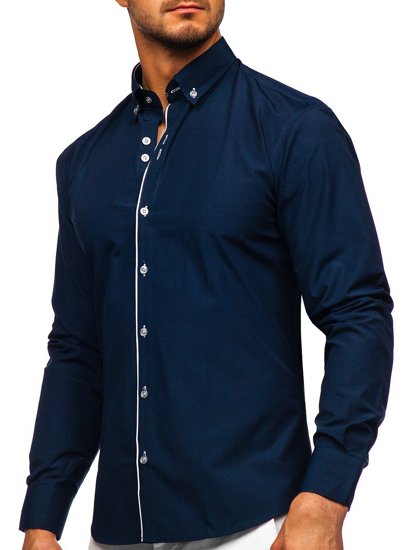 Camicia a manica lunga da uomo blu Bolf 20721