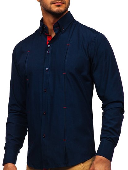 Camicia a manica lunga da uomo blu Bolf 20725