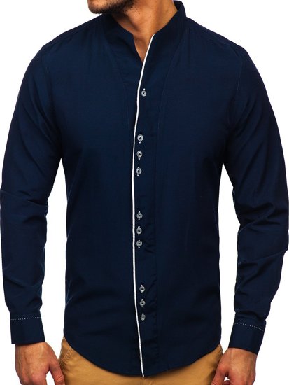 Camicia a manica lunga da uomo blu Bolf 5720