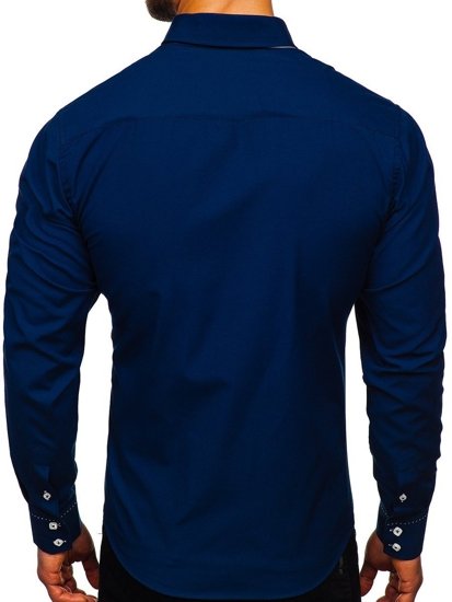 Camicia a manica lunga da uomo blu scuro Bolf 1721-1