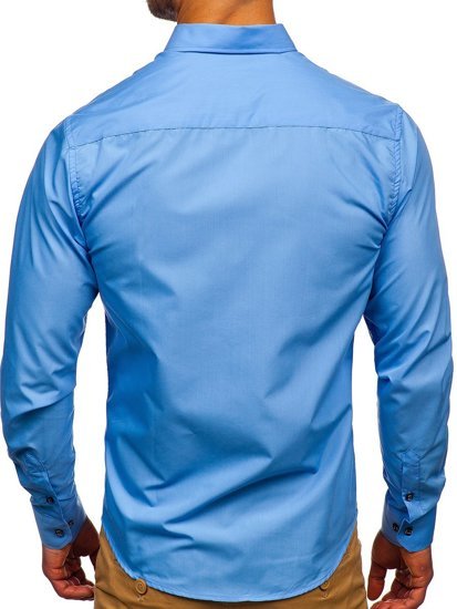 Camicia a manica lunga da uomo celeste Bolf 20715