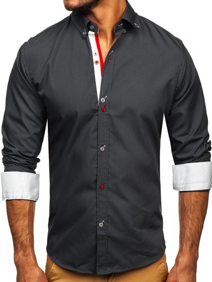 Camicia a manica lunga da uomo grafite Bolf 20710