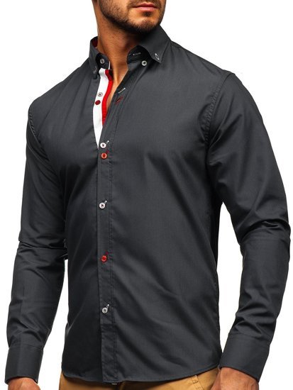 Camicia a manica lunga da uomo grafite Bolf 20710