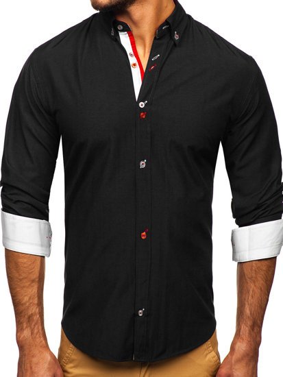 Camicia a manica lunga da uomo nera Bolf 20710