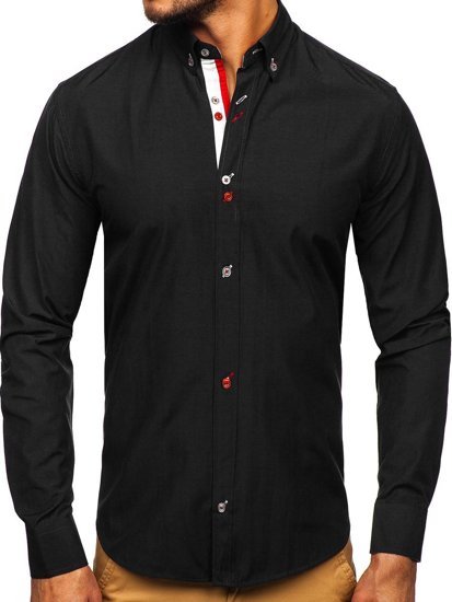 Camicia a manica lunga da uomo nera Bolf 20710