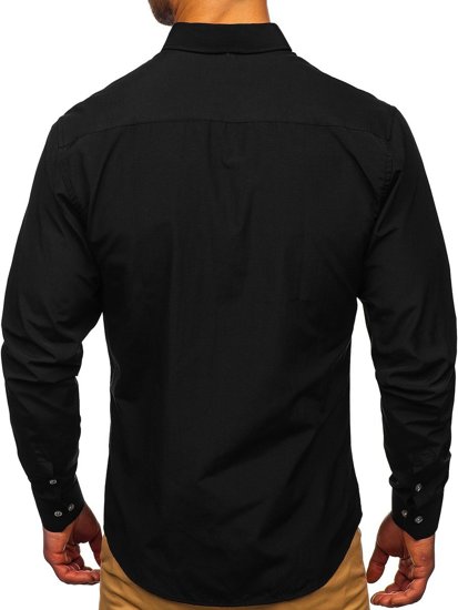 Camicia a manica lunga da uomo nera Bolf 20715