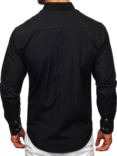 Camicia a manica lunga da uomo nera Bolf 20718