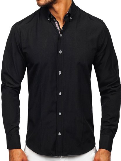 Camicia a manica lunga da uomo nera Bolf 20718