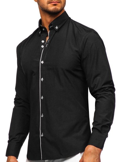 Camicia a manica lunga da uomo nera Bolf 20721