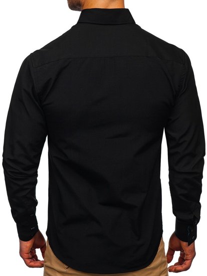 Camicia a manica lunga da uomo nera Bolf 20725