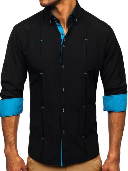 Camicia a manica lunga da uomo nera Bolf 20725