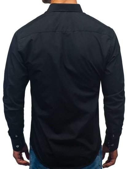 Camicia a manica lunga da uomo nera Bolf 3762