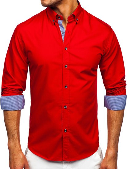 Camicia a manica lunga da uomo rossa Bolf 20719