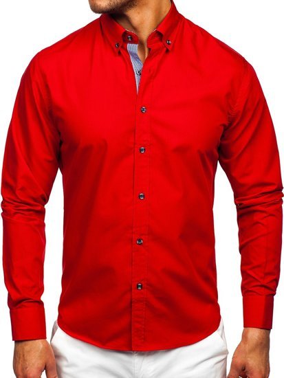 Camicia a manica lunga da uomo rossa Bolf 20719