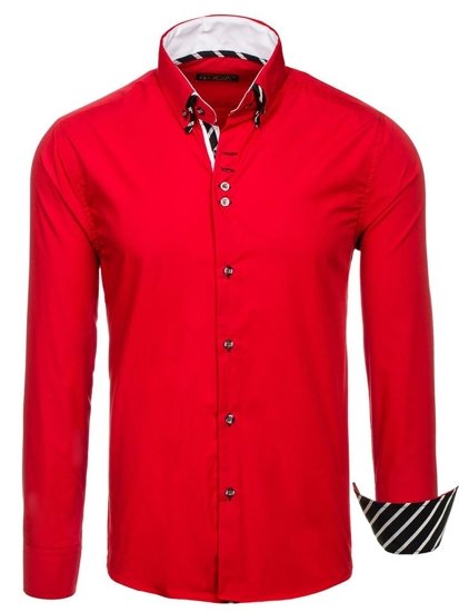 Camicia a manica lunga da uomo rossa Bolf 3762