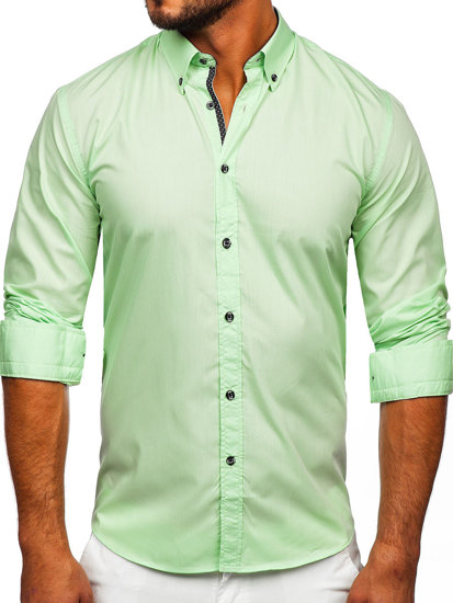 Camicia a manica lunga da uomo verde chiara Bolf 20716