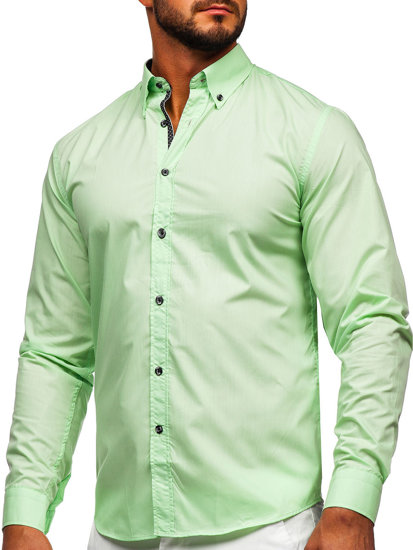 Camicia a manica lunga da uomo verde chiara Bolf 20716