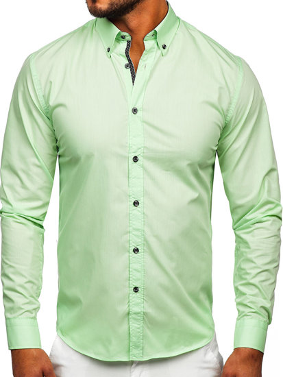 Camicia a manica lunga da uomo verde chiara Bolf 20716