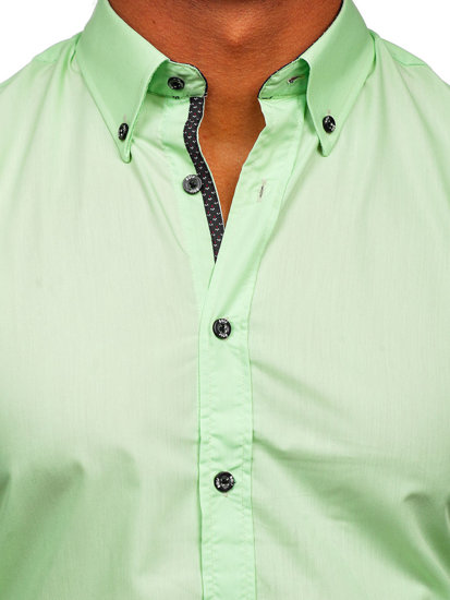 Camicia a manica lunga da uomo verde chiara Bolf 20716