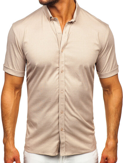 Camicia a maniche corte da uomo beige Bolf 2005