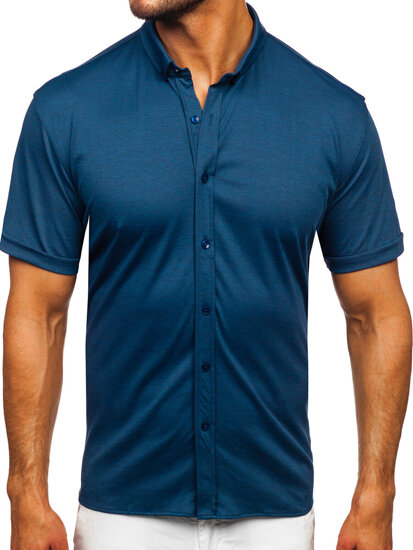 Camicia a maniche corte da uomo blu Bolf 2005