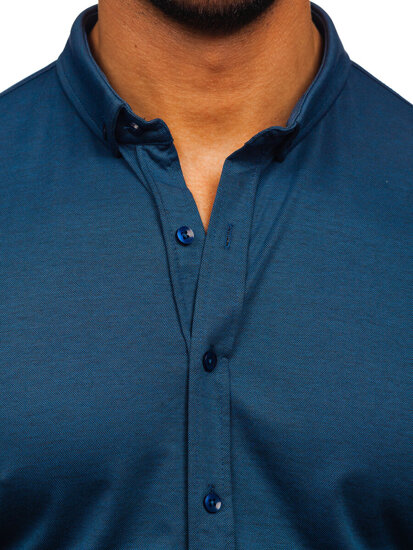 Camicia a maniche corte da uomo blu Bolf 2005