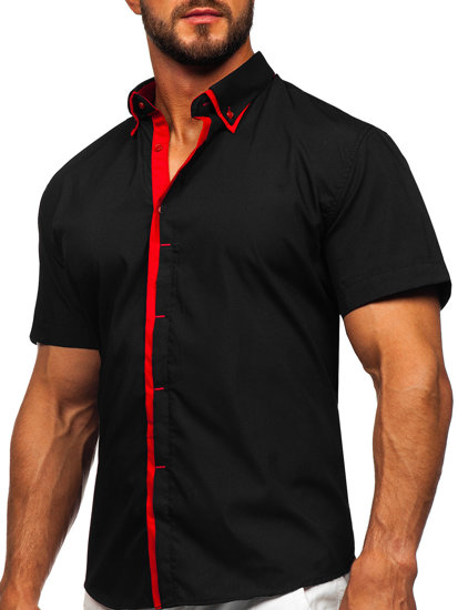 Camicia a maniche corte da uomo nero Bolf 19601