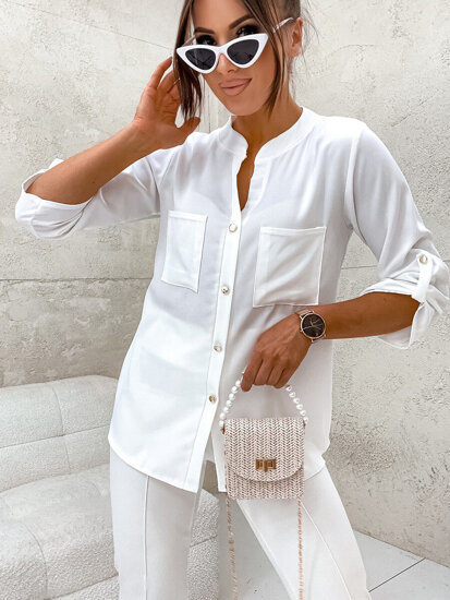 Camicia a maniche lunghe da donna bianco Bolf 713